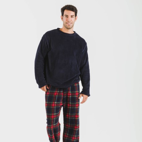 Pigiama pile coral uomo Cuadro Jairo blu navy pijama-coralina