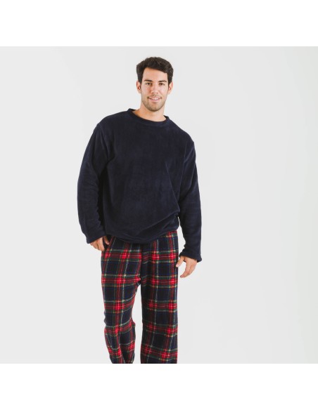 Pigiama pile coral uomo Cuadro Jairo blu navy pijama-coralina