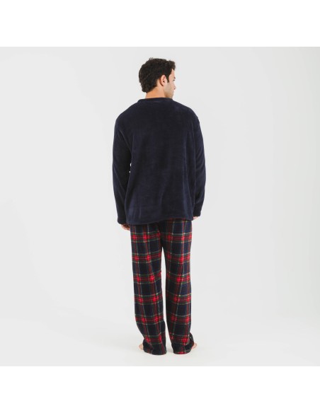 Pigiama pile coral uomo Cuadro Jairo blu navy pijama-coralina