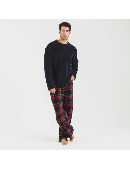 Pigiama pile coral uomo Cuadro Jairo blu navy pijama-coralina