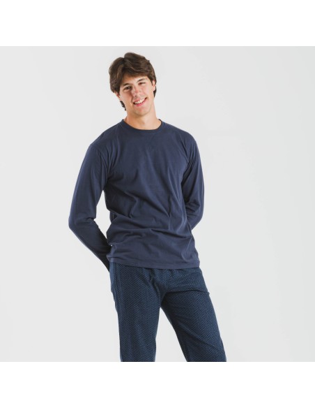 Pigiama uomo flanella Polo blu navy pijama-franela