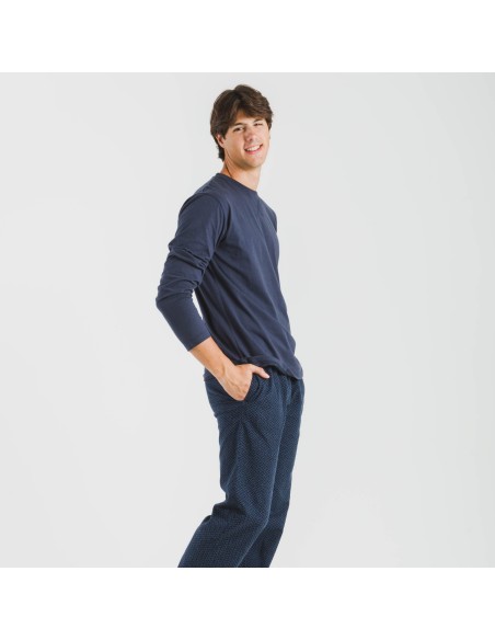 Pigiama uomo flanella Polo blu navy pijama-franela