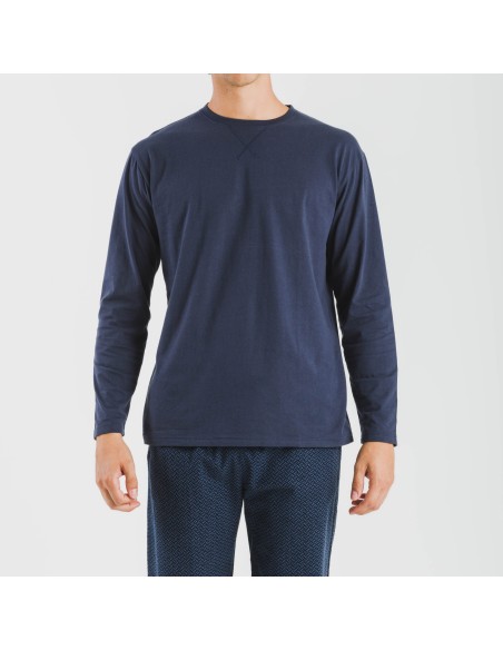 Pigiama uomo flanella Polo blu navy pijama-franela