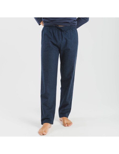 Pigiama uomo flanella Polo blu navy pijama-franela