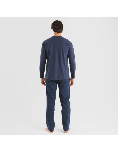 Pigiama uomo flanella Polo blu navy pijama-franela