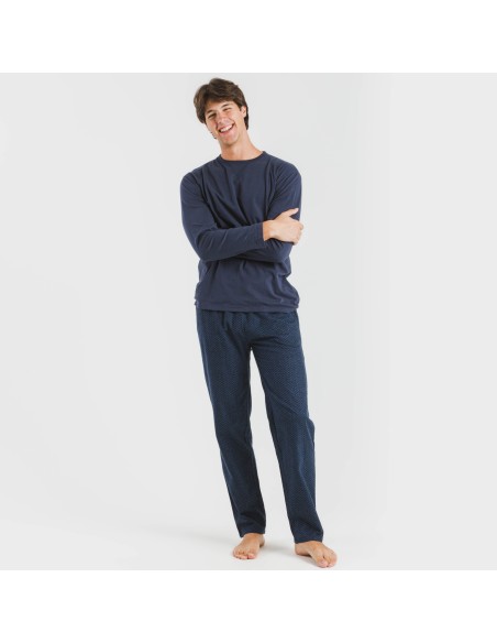 Pigiama uomo flanella Polo blu navy pijama-franela