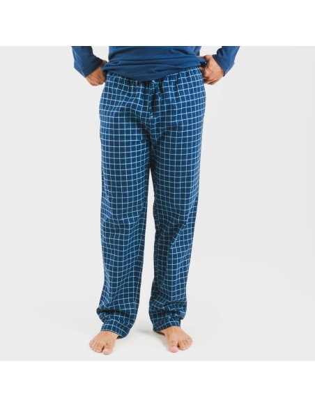 Pigiama uomo flanella Cuadro Edesia blu pijama-franela