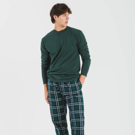 Pigiama uomo flanella Cuadro Guelo verde pijama-franela