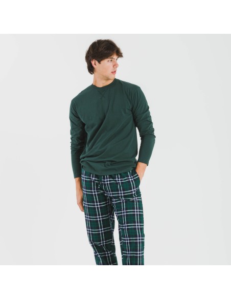 Pigiama uomo flanella Cuadro Guelo verde pijama-franela