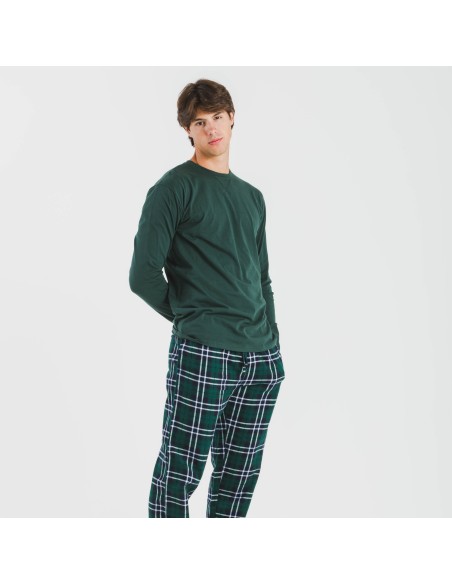 Pigiama uomo flanella Cuadro Guelo verde pijama-franela