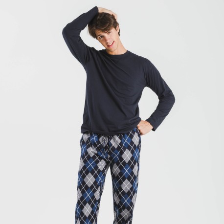 Pigiama uomo flanella Roldan blu navy pijama-franela