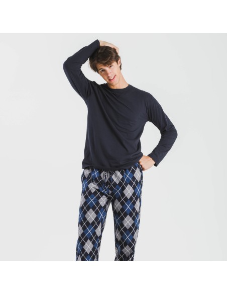 Pigiama uomo flanella Roldan blu navy pijama-franela