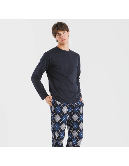 Pigiama uomo flanella Roldan blu navy pijama-franela