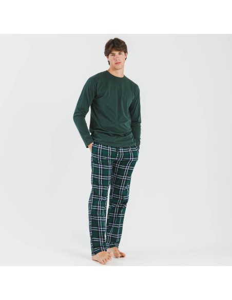 Pigiama uomo flanella Cuadro Guelo verde pijama-franela