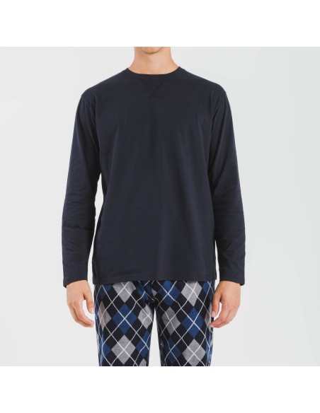 Pigiama uomo flanella Roldan blu navy pijama-franela