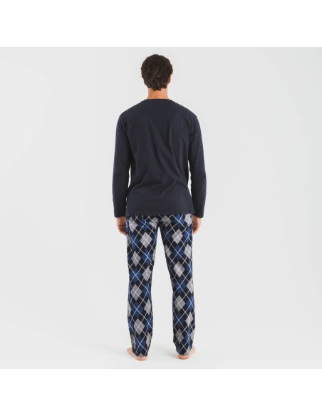 Pigiama uomo flanella Roldan blu navy pijama-franela