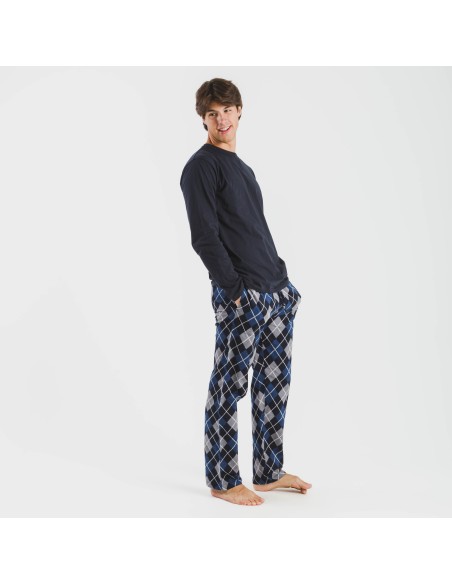 Pigiama uomo flanella Roldan blu navy pijama-franela