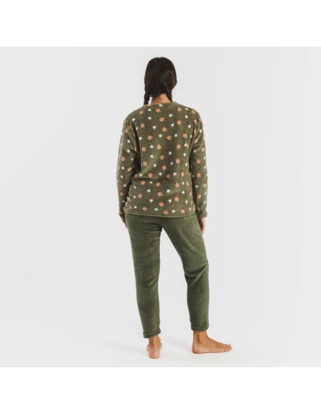 Pigiama pile coral Tatini verde militare pigiami-inverno-donna