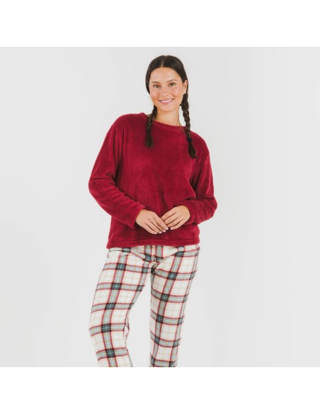 Pigiama pile coral Cuadro Fiorile bordeaux pigiami-inverno-donna