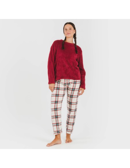 Pigiama pile coral Cuadro Fiorile bordeaux pigiami-inverno-donna