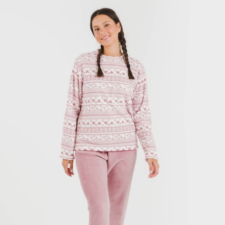 Pigiama pile coral Candy malva rosa pigiami-inverno-donna