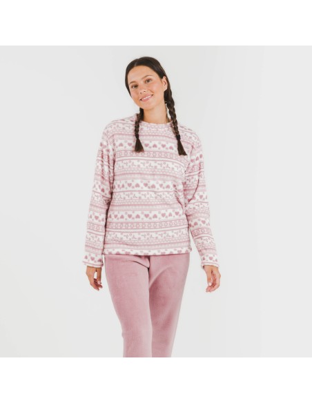 Pigiama pile coral Candy malva rosa pigiami-inverno-donna