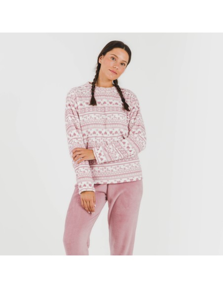 Pigiama pile coral Candy malva rosa pigiami-inverno-donna