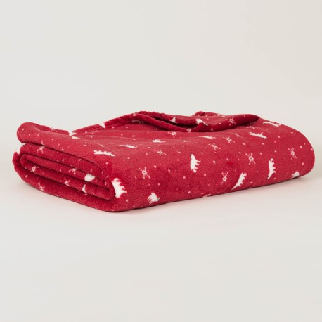 Coperta pile coral Cody bordeaux mantas-terciopelo-estampadas