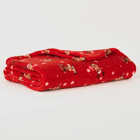 Coperta pile coral Rodolfo rosso mantas-terciopelo-estampadas