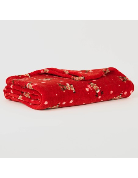 Coperta pile coral Rodolfo rosso mantas-terciopelo-estampadas