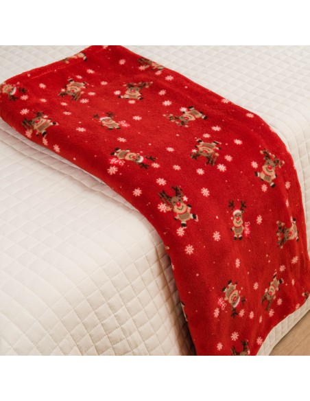 Coperta pile coral Rodolfo rosso mantas-terciopelo-estampadas