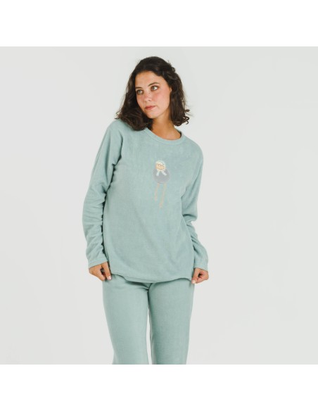 Pigiama pile polare Frosty verde tiffany pijama-polar