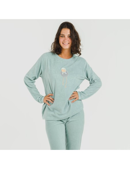 Pigiama pile polare Frosty verde tiffany pijama-polar