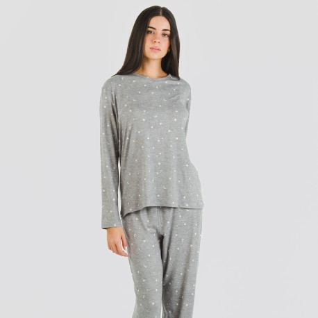 Pigiama lungo soft Ambarina grigio antracite pigiami-lunghi-donna