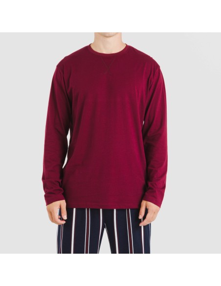 Pigiama lungo uomo cotone Lucio bordeaux pijama-algodon