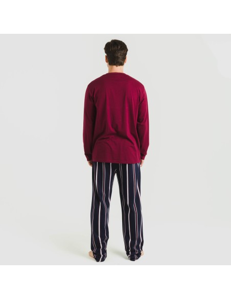 Pigiama lungo uomo cotone Lucio bordeaux pijama-algodon