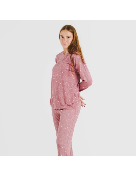 Pigiama lungo soft Ambarina malva rosa pigiami-lunghi-donna