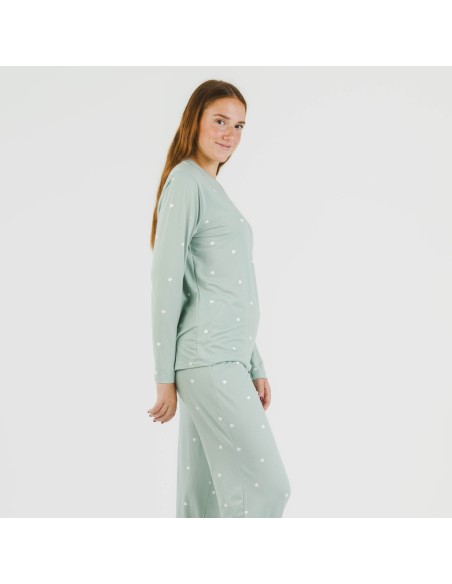 Pigiama lungo soft Choer verde tiffany pigiami-lunghi-donna