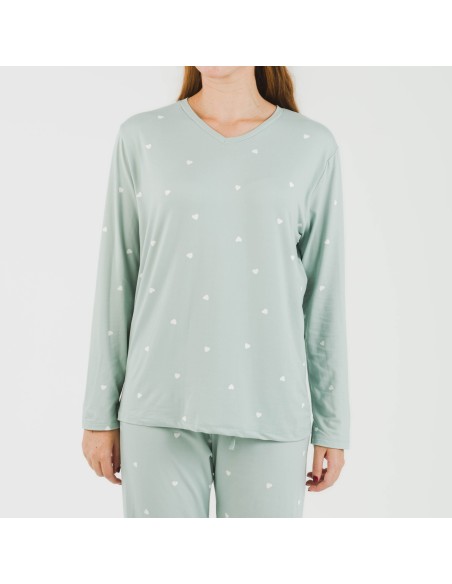 Pigiama lungo soft Choer verde tiffany pigiami-lunghi-donna