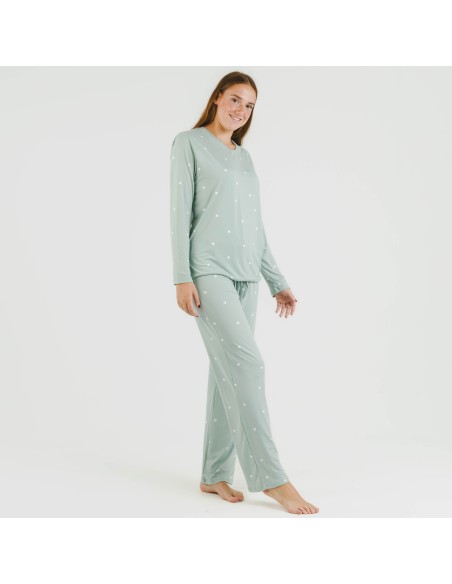 Pigiama lungo soft Choer verde tiffany pigiami-lunghi-donna