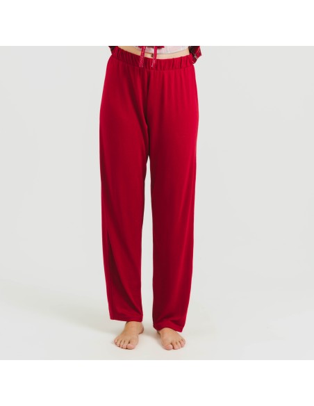 Pigiama lungo Secret donna Cuadro Nicolas rosso pijama-largo-secret