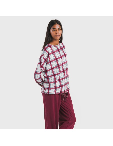 Pigiama lungo Secret donna Cuadro Dalis bordeaux pijama-largo-secret