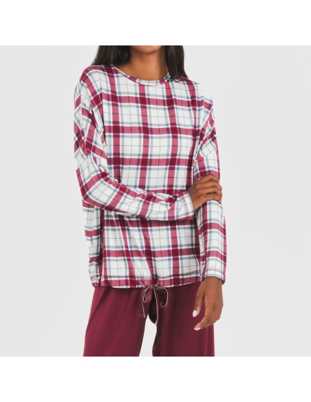 Pigiama lungo Secret donna Cuadro Dalis bordeaux pijama-largo-secret