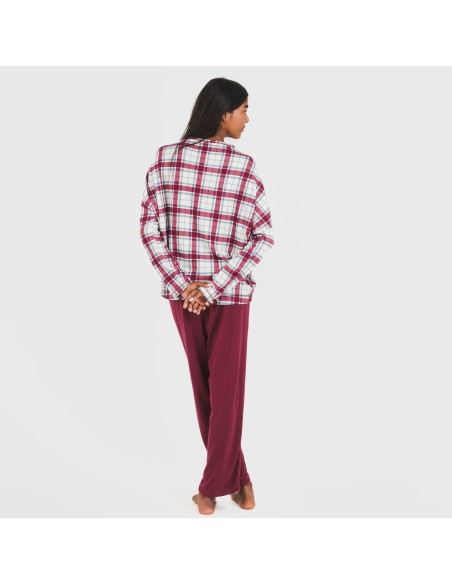 Pigiama lungo Secret donna Cuadro Dalis bordeaux pijama-largo-secret