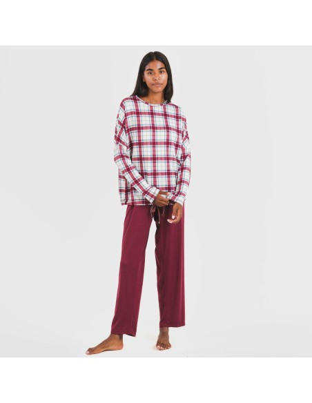 Pigiama lungo Secret donna Cuadro Dalis bordeaux pijama-largo-secret