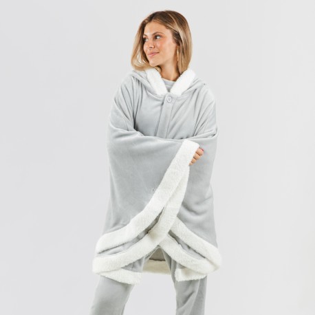 Coperta mantella con cappuccio tinta unita vestaglie-donna