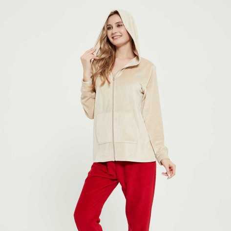 Felpa super soft con cerniera beige abbigliamento-da-casa